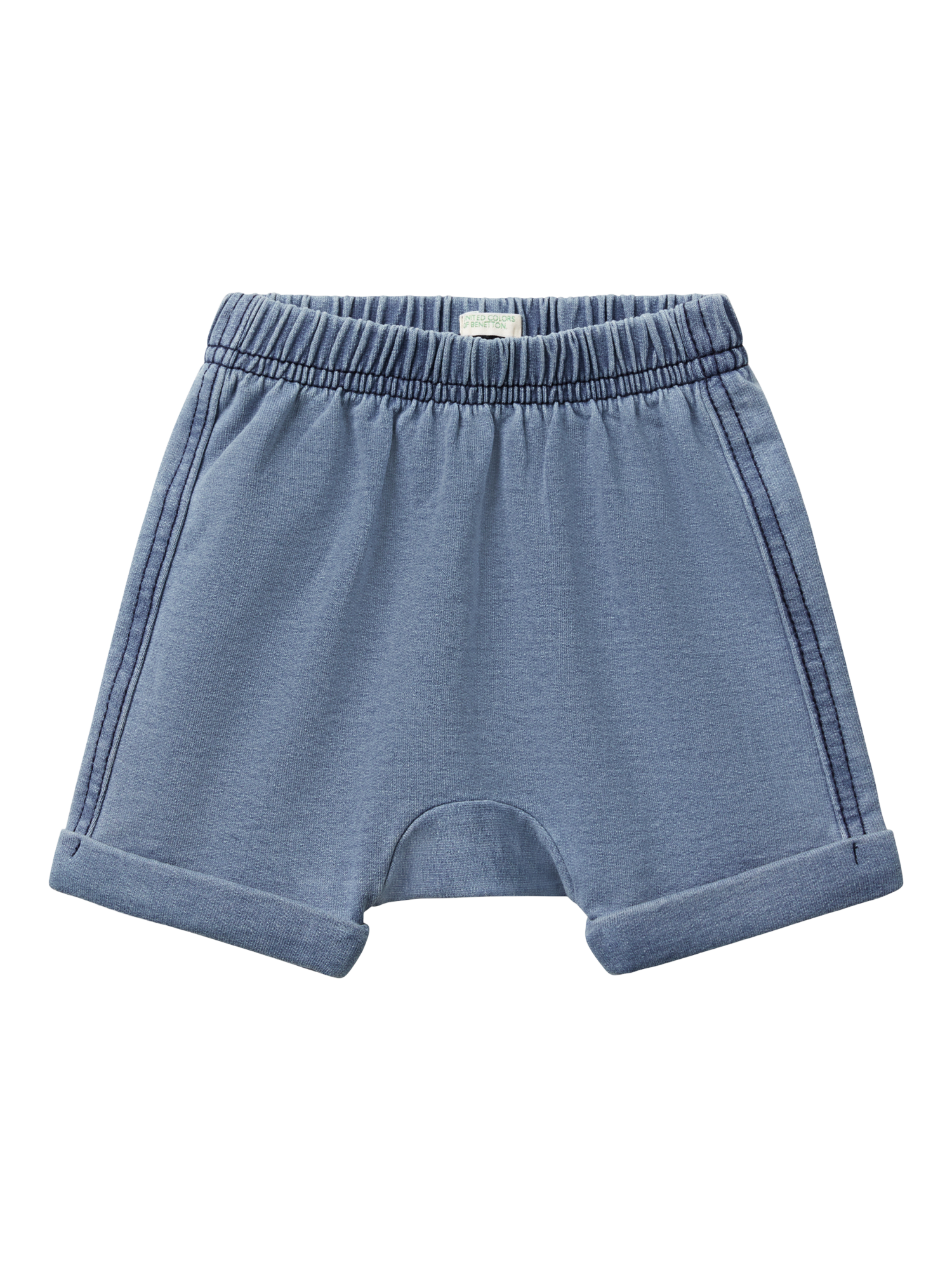 Product image 1 of 3, which shows Benetton Baby Fleece Shorts, Denim, 1-3 months