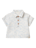 Benetton Baby Cotton Shark Print Polo Shirt, Off White