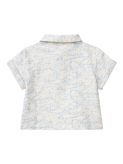 Benetton Baby Cotton Shark Print Polo Shirt, Off White - view 2, Off White