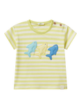 Benetton Baby Cotton Applique Stripe T-Shirt, Lime