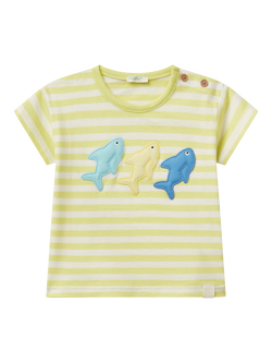 Benetton Baby Cotton Applique Stripe T-Shirt, Lime, Lime