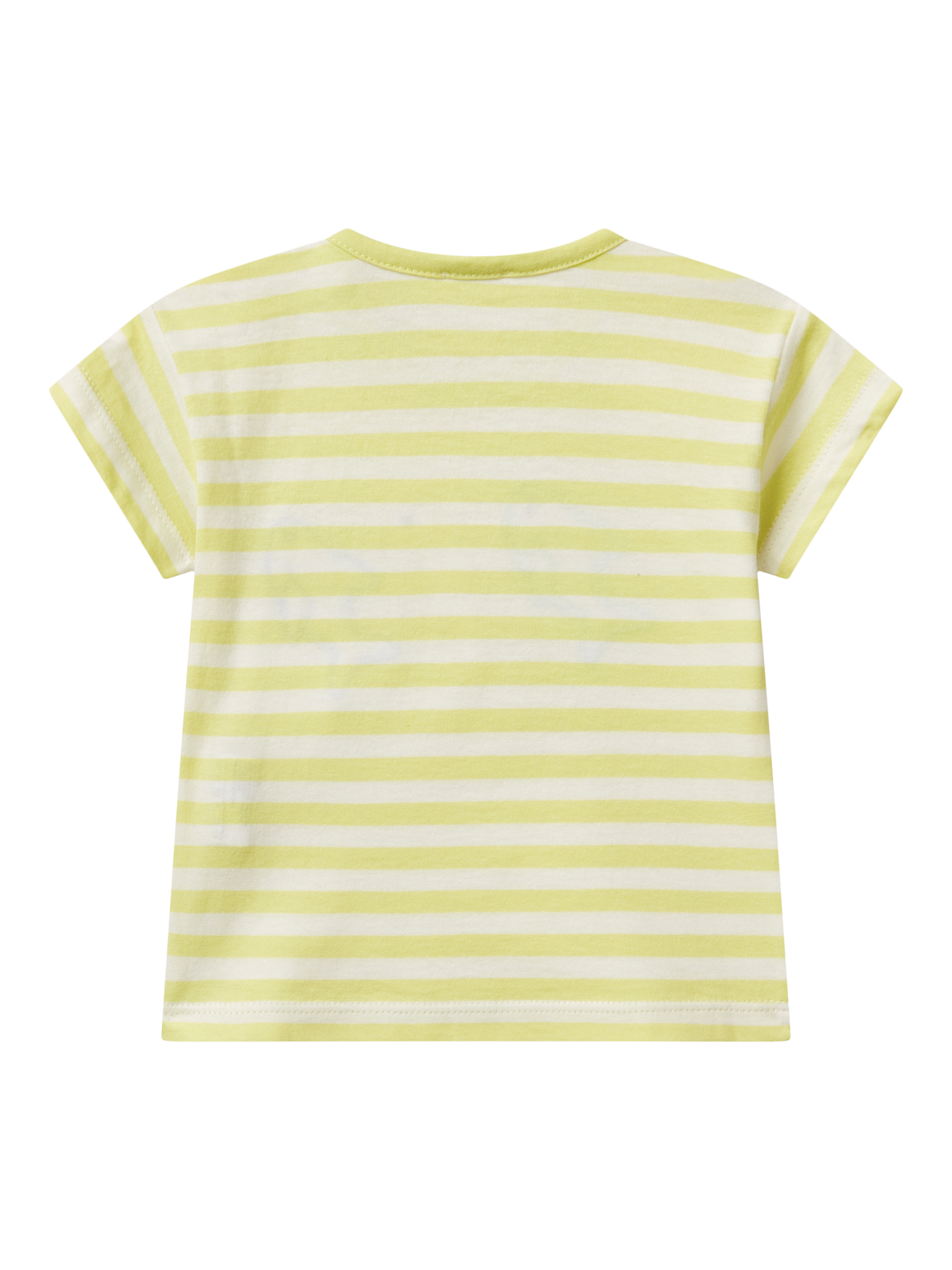 Product image 2 of 3, which shows Benetton Baby Cotton Applique Stripe T-Shirt, Lime, 1-3 months
