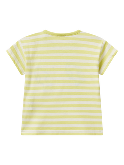Benetton Baby Cotton Applique Stripe T-Shirt, Lime - view 2, Lime
