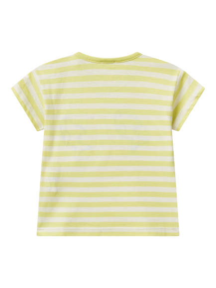 Benetton Baby Cotton Applique Stripe T-Shirt, Lime - view 2, Lime