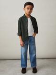 Reiss Kids' Ruban Linen Shirt, Dark Green