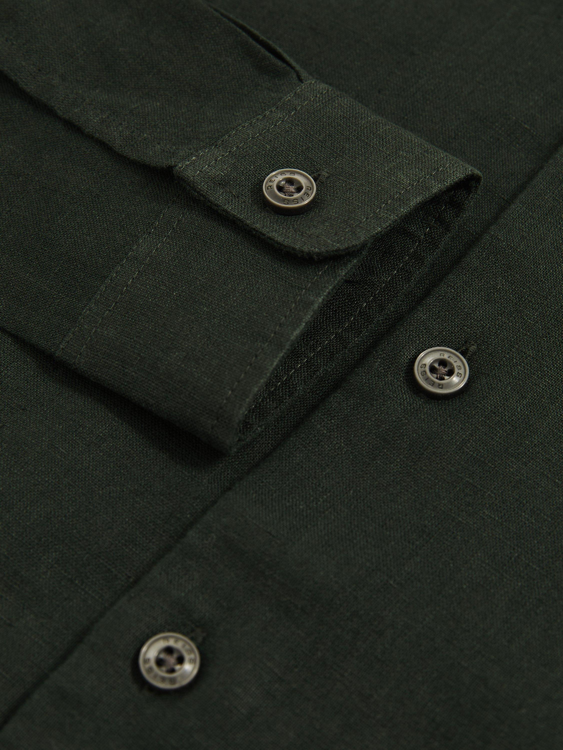 Product image 3 of 4, which shows Reiss Kids' Ruban Linen Shirt, Dark Green, 6-7 years