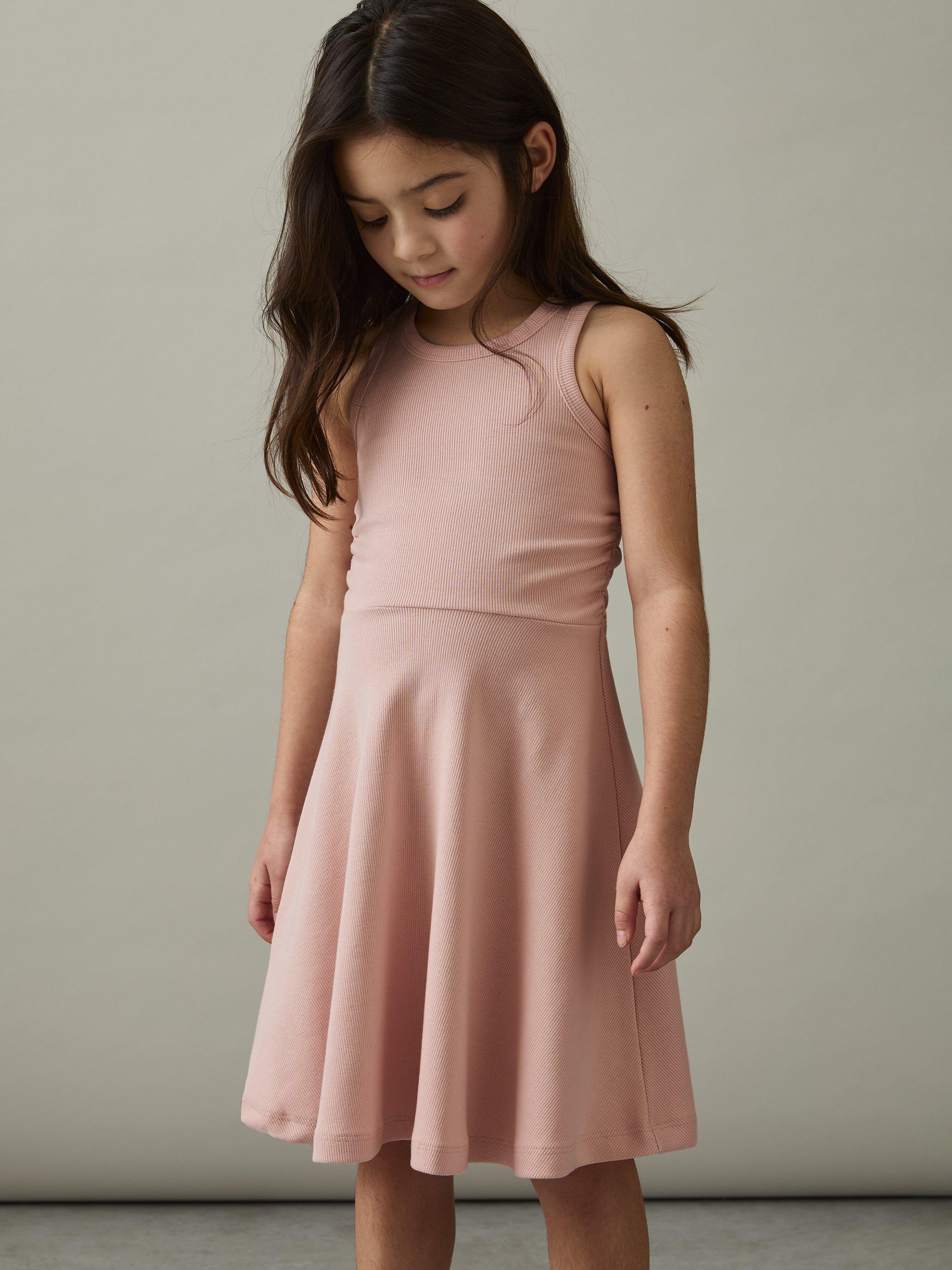 Reiss Kids' Eliza Fit & Flare Midi Dress, Pink