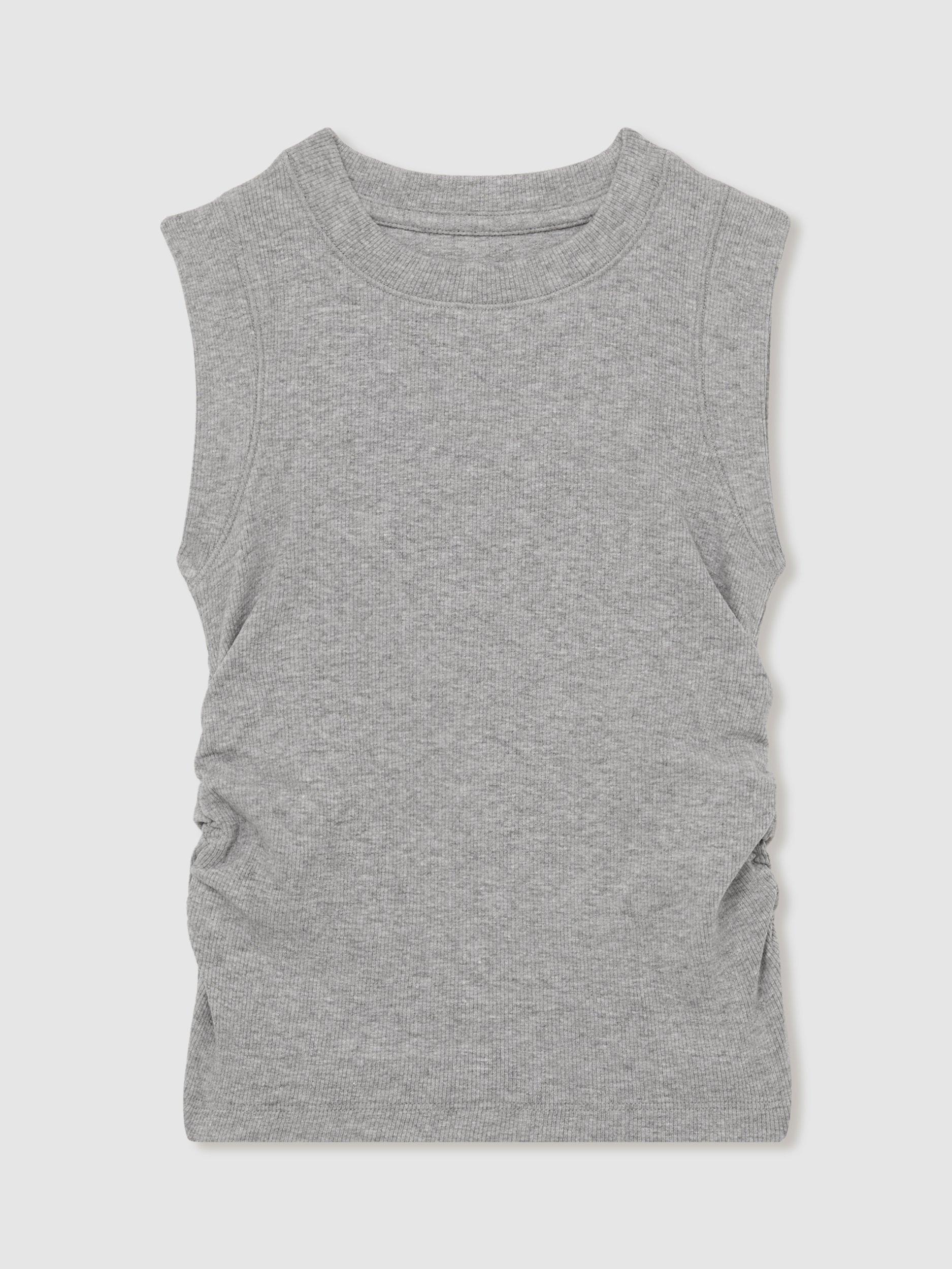 Product image 1 of 4, which shows Reiss Kids' Trudy Ruched Vest, Grey, 4-5 years
