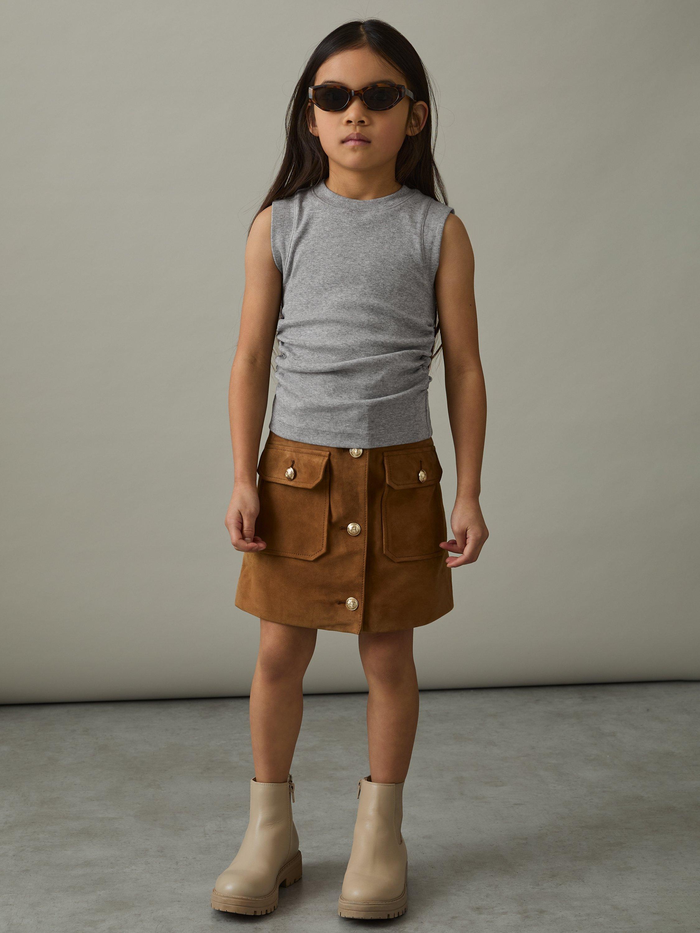 Product image 2 of 4, which shows Reiss Kids' Trudy Ruched Vest, Grey, 4-5 years