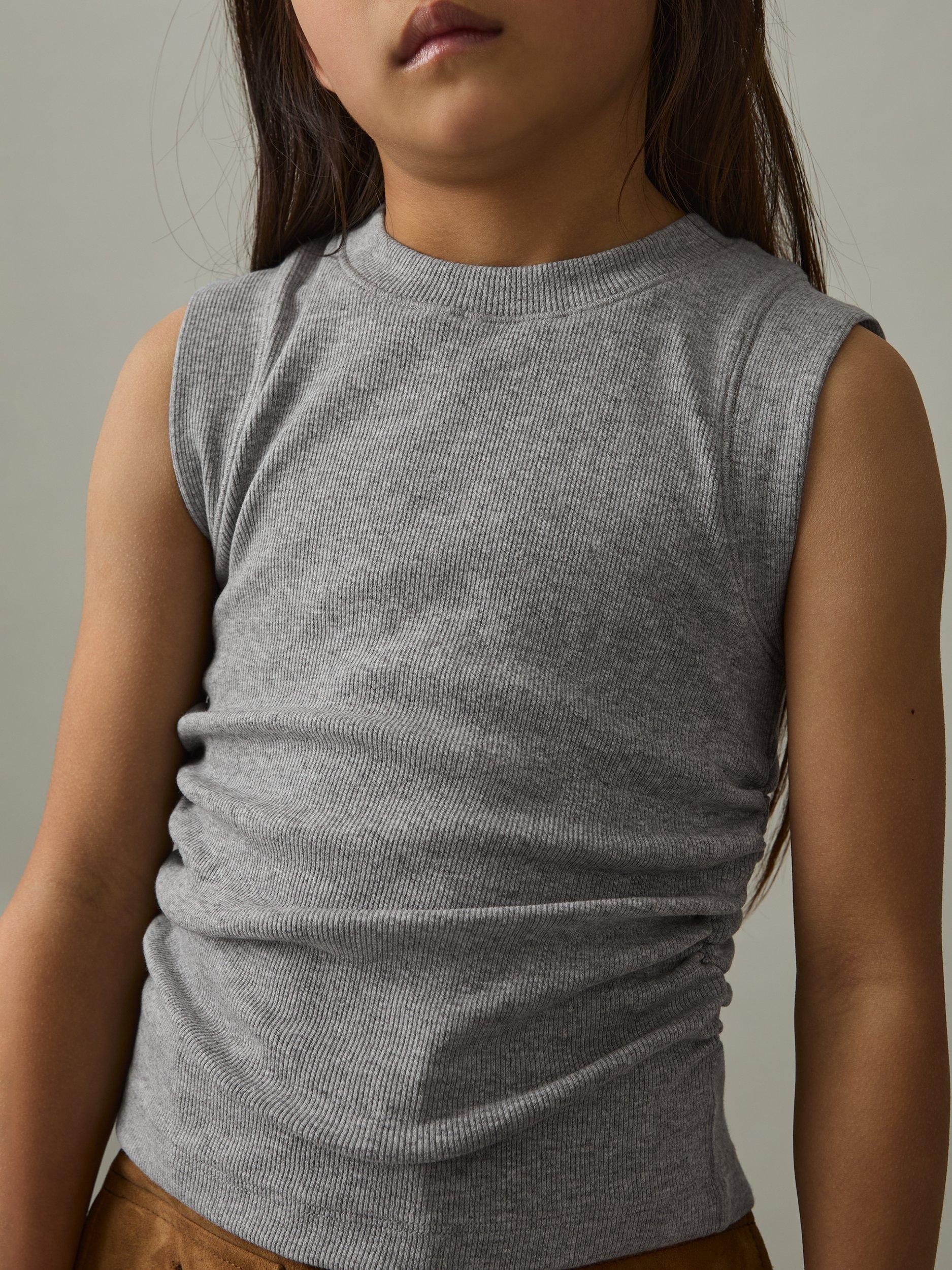 Product image 3 of 4, which shows Reiss Kids' Trudy Ruched Vest, Grey, 4-5 years