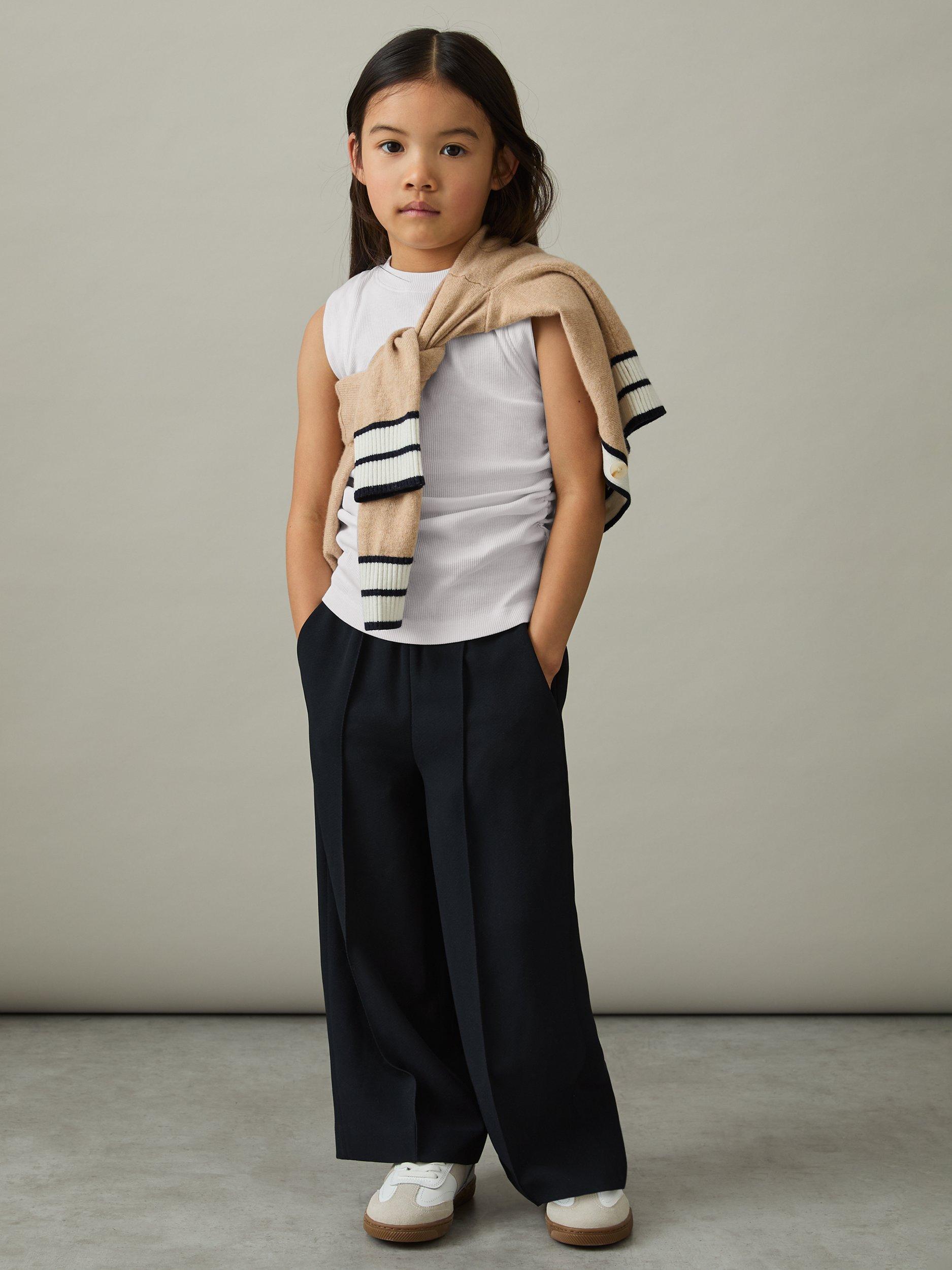 Product image 1 of 4, which shows Reiss Kids' Trudy Ruched Vest, White, 4-5 years