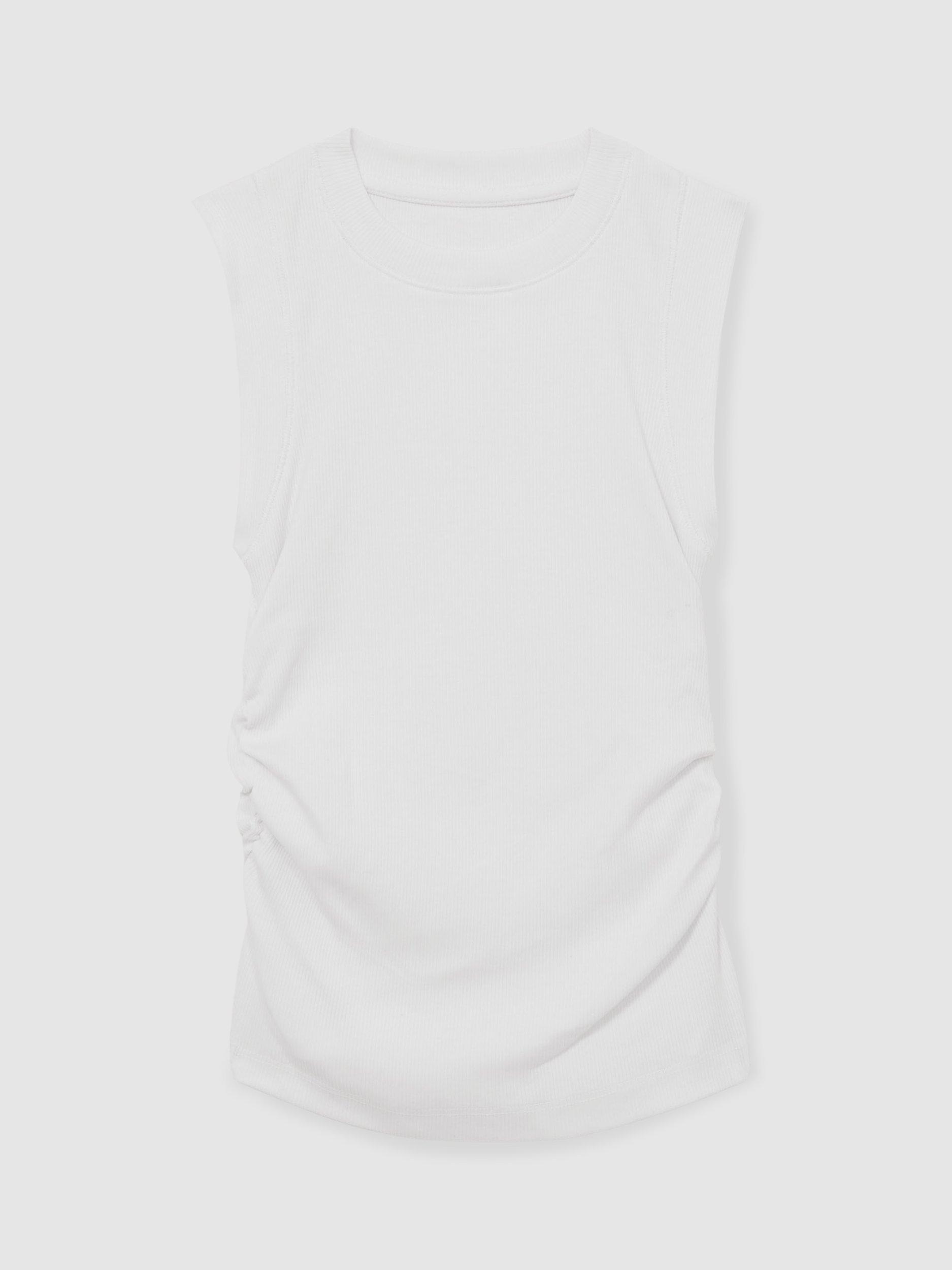Product image 2 of 4, which shows Reiss Kids' Trudy Ruched Vest, White, 4-5 years