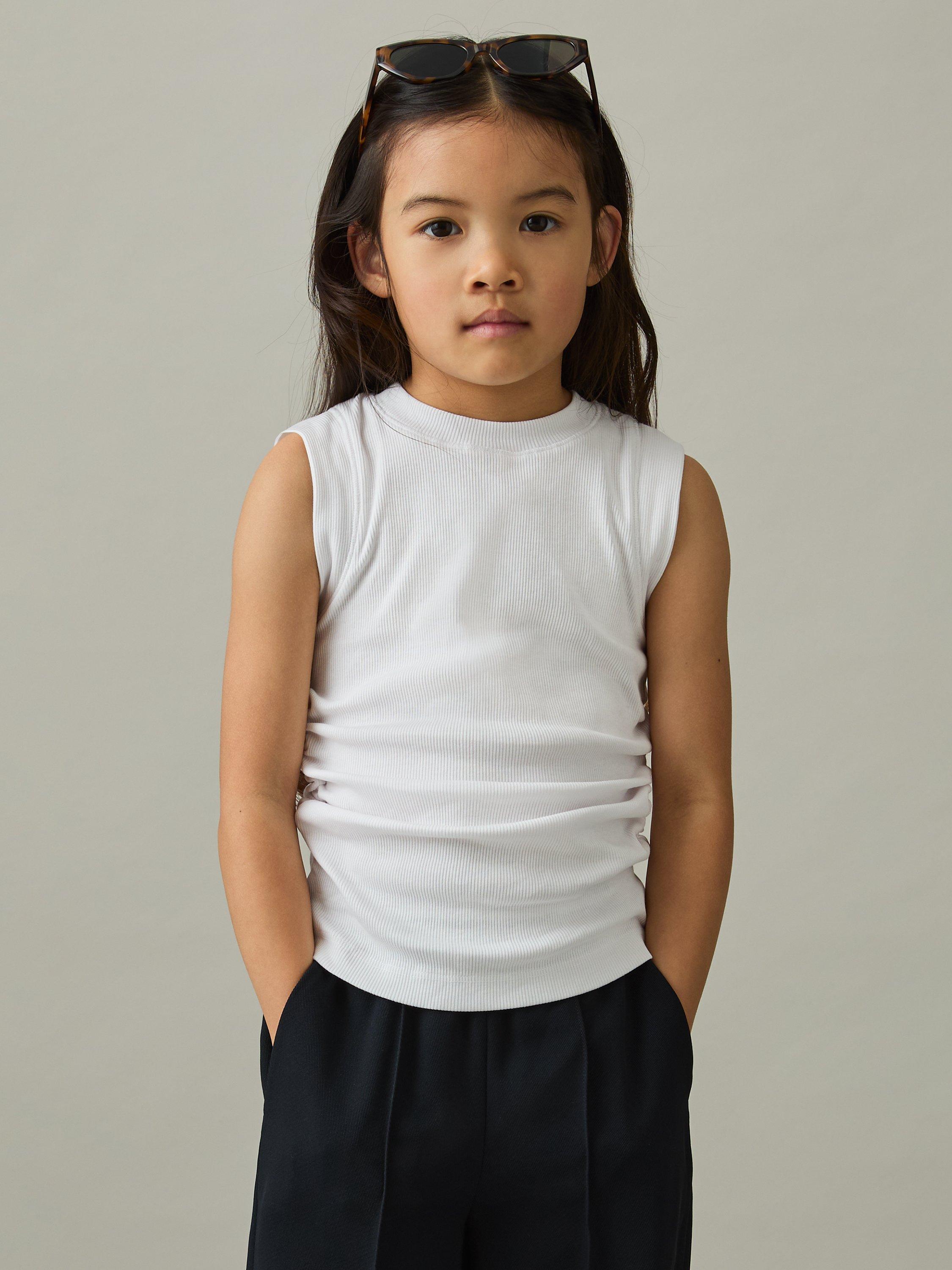 Product image 3 of 4, which shows Reiss Kids' Trudy Ruched Vest, White, 4-5 years