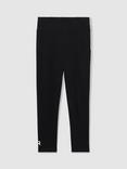 Reiss Kids' Kristen Stretch Cotton Logo Print Leggings, Black