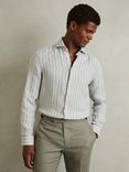 Reiss Ruban Striped Linen Shirt, Sage/White
