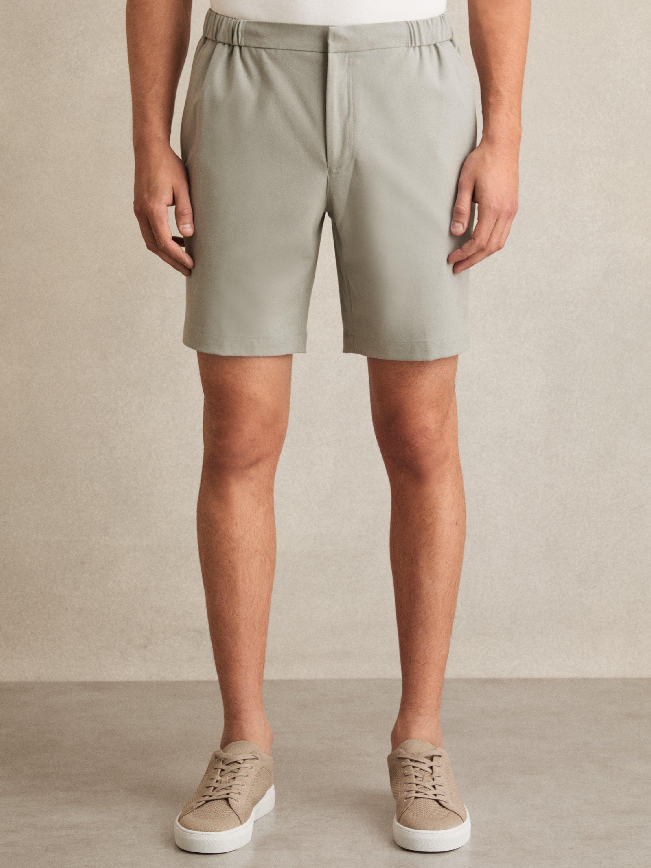 Product image 2 of 3, which shows Reiss Deck Drawstring Chino Shorts, Light Green, 36R