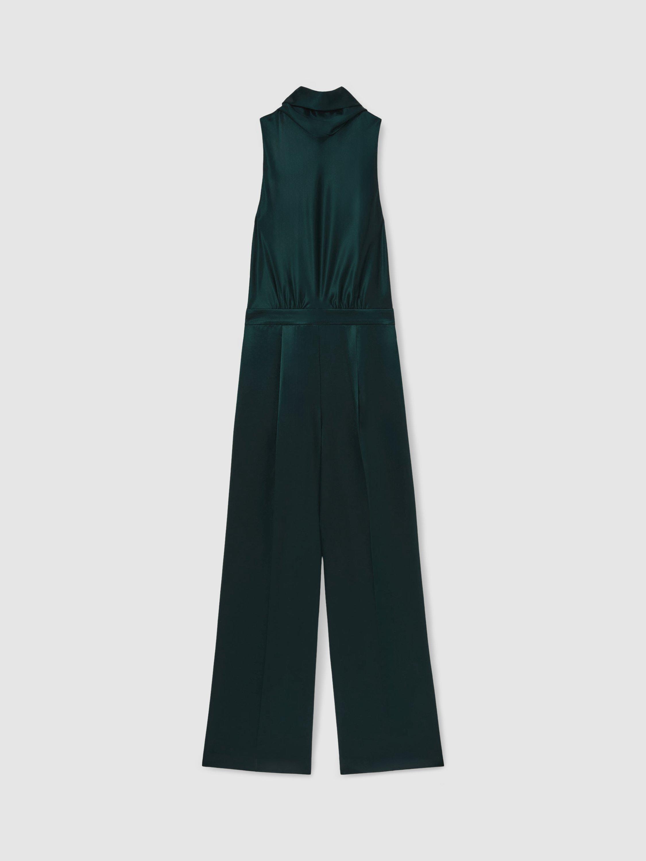【海外限定】REISSジャンプスーツ☆Farah Cape-Back Sleeveless Reiss Farah Cape Back Jumpsuit, Teal Green