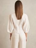 Reiss Remi Balloon Sleeve Pure Linen Top