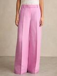 Reiss Petite Raine Wide Leg Trousers, Pink