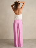 Reiss Petite Raine Wide Leg Trousers, Pink