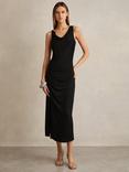 Reiss Paige Ruched Jersey Dress, Black