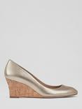 L.K.Bennett Eevi Wedge Heel Leather Court Shoes, Gol-gold