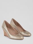 L.K.Bennett Eevi Wedge Heel Leather Court Shoes, Gol-gold