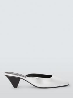 John Lewis Devon Cone Heel Mule Open Court Shoes, Silver, Silver
