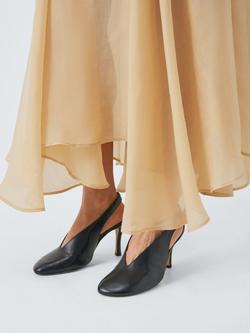 John Lewis Watson Leather Round Toe High Heel Slingback Court Shoes - view 2, Black