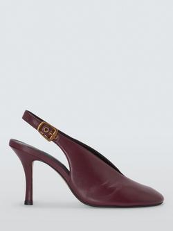 John Lewis Watson Leather Round Toe High Heel Slingback Court Shoes, Burgundy