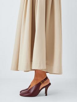 John Lewis Watson Leather Round Toe High Heel Slingback Court Shoes - view 2, Burgundy