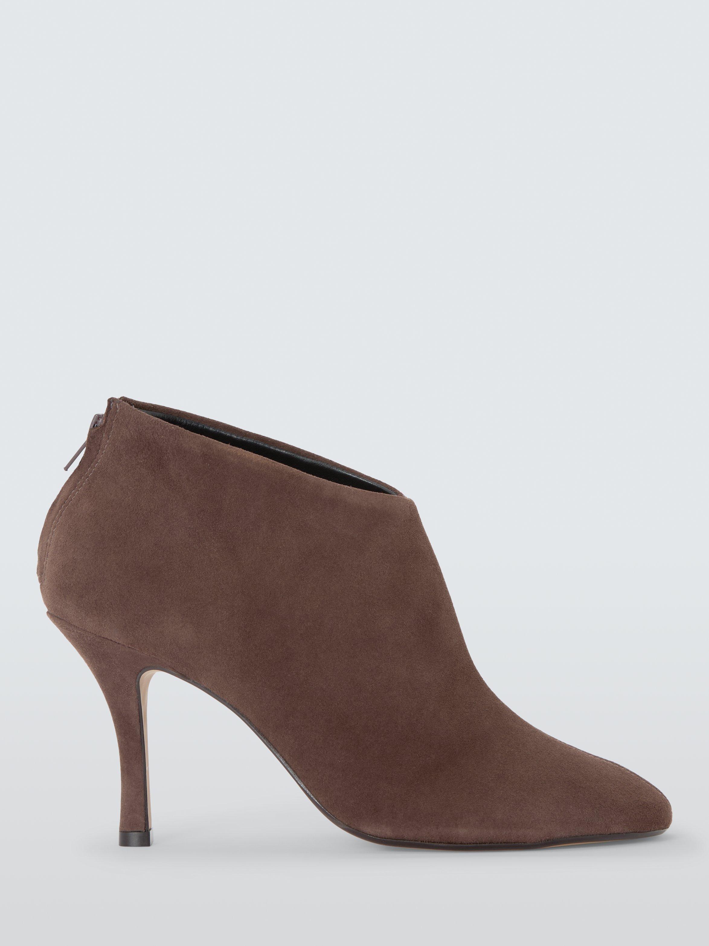 Product image 1 of 5, which shows John Lewis West Suede Round Toe High Heel Shoe Boots, Brown, 3
