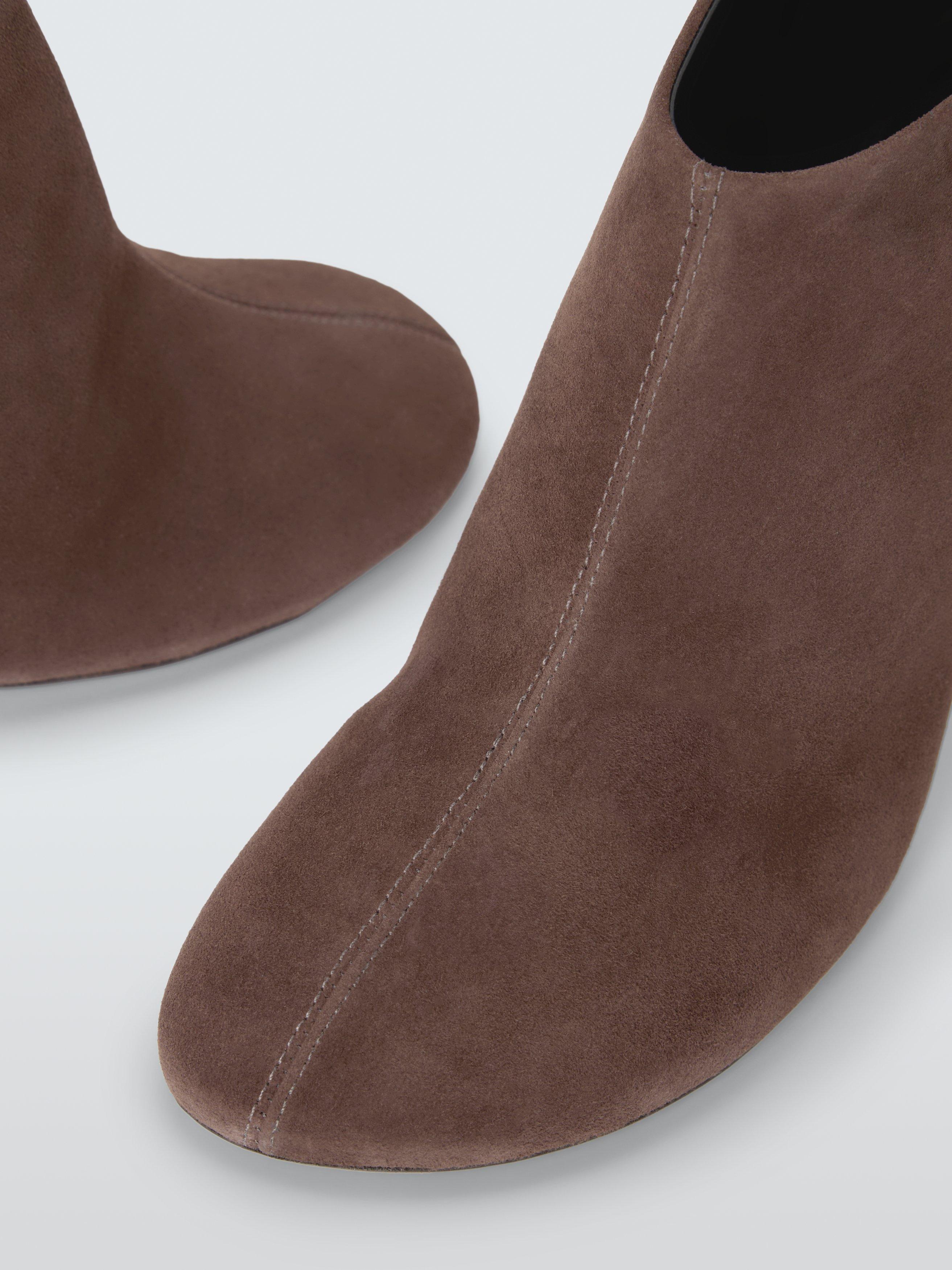 Product image 4 of 5, which shows John Lewis West Suede Round Toe High Heel Shoe Boots, Brown, 3