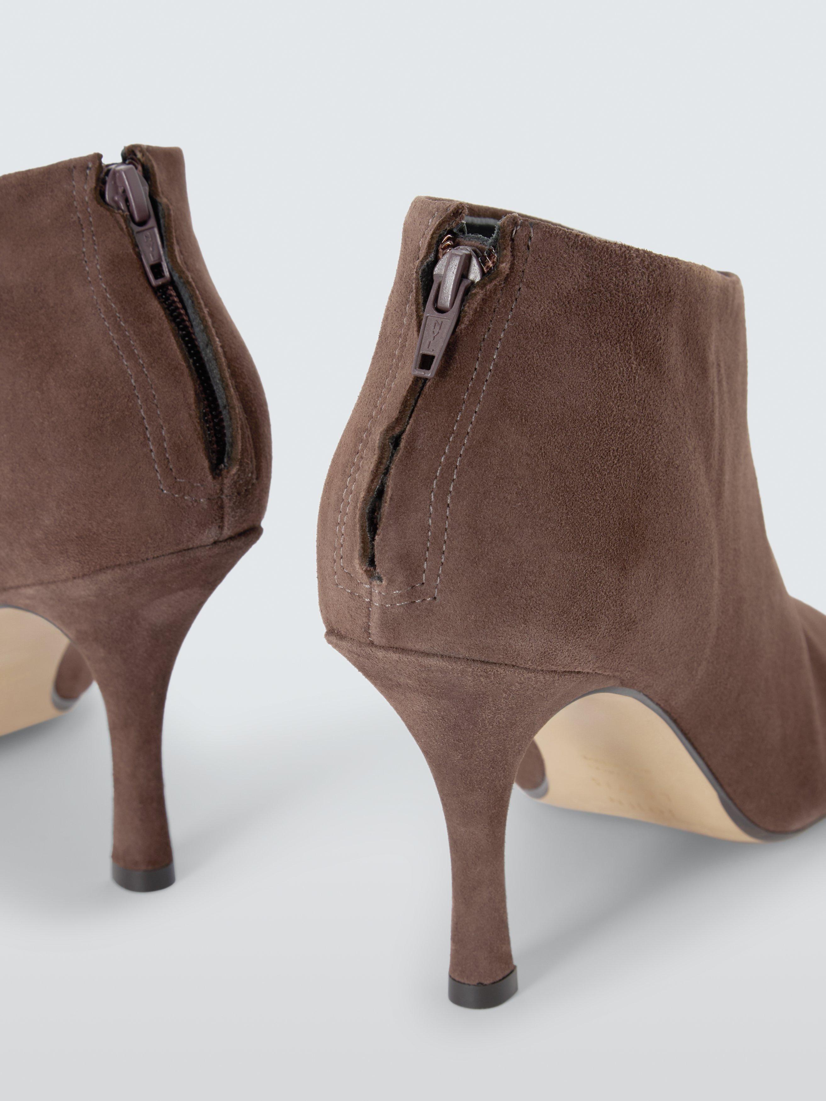 Product image 5 of 5, which shows John Lewis West Suede Round Toe High Heel Shoe Boots, Brown, 3