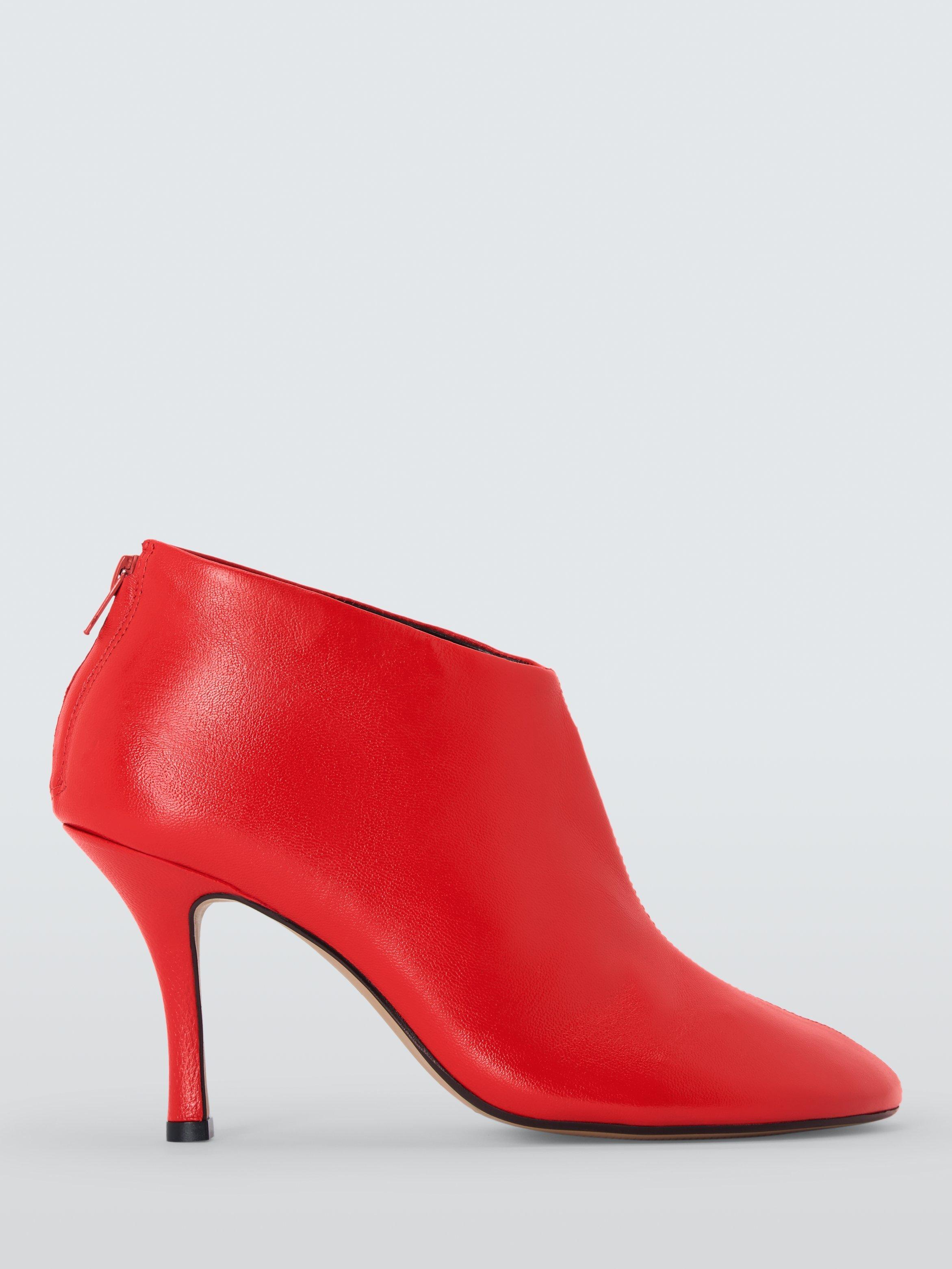 Product image 1 of 6, which shows John Lewis West Leather Round Toe High Heel Shoe Boots, Red, 3
