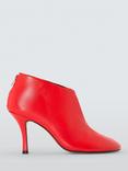 John Lewis West Leather Round Toe High Heel Shoe Boots, Red