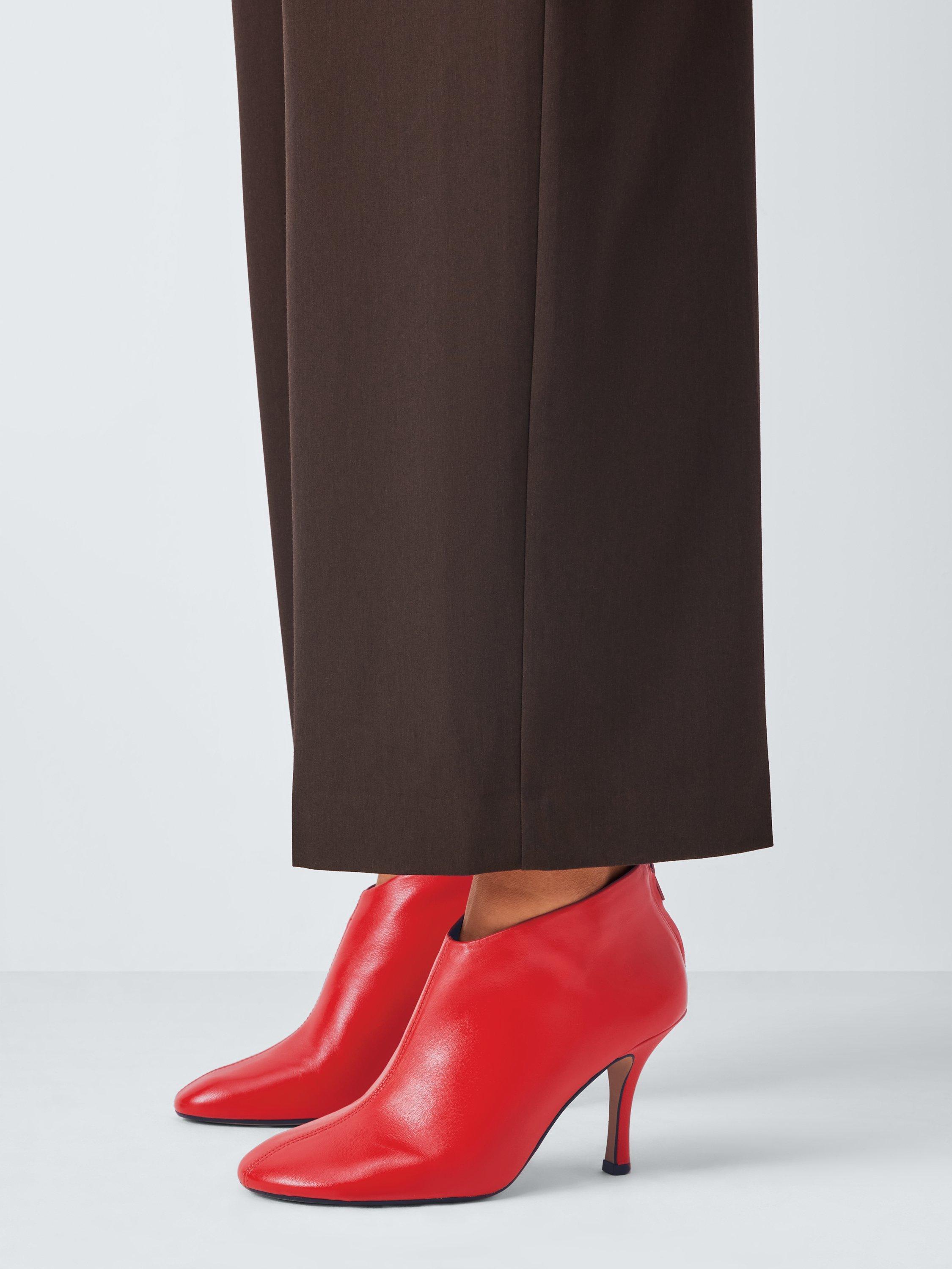 Product image 2 of 6, which shows John Lewis West Leather Round Toe High Heel Shoe Boots, Red, 3