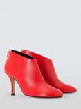 John Lewis West Leather Round Toe High Heel Shoe Boots, Red