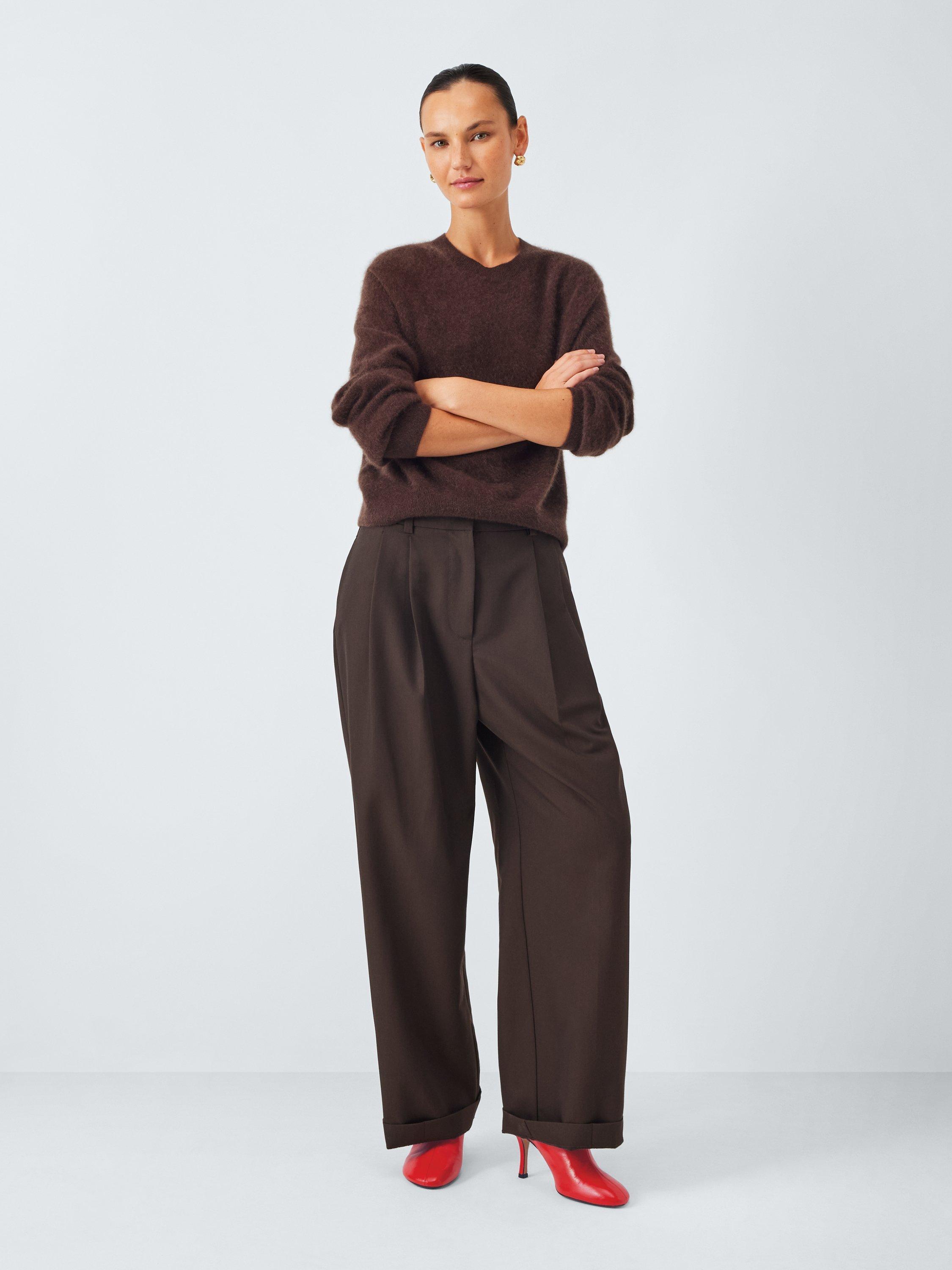 Product image 6 of 6, which shows John Lewis West Leather Round Toe High Heel Shoe Boots, Red, 3