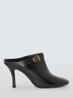 John Lewis Wyatt Leather Stiletto Heel Mule Shoes, Black, Black