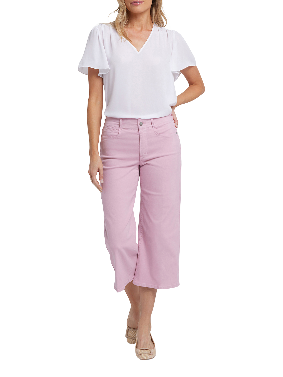 Product image 4 of 6, which shows NYDJ Brigitte Wide Leg Capri Jeans, Pink Nectar, 4