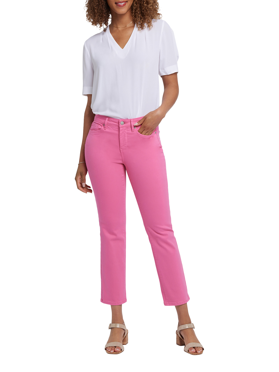 Product image 4 of 6, which shows NYDJ Sheri Slim Ankle Jeans, Honeysuckle, 4