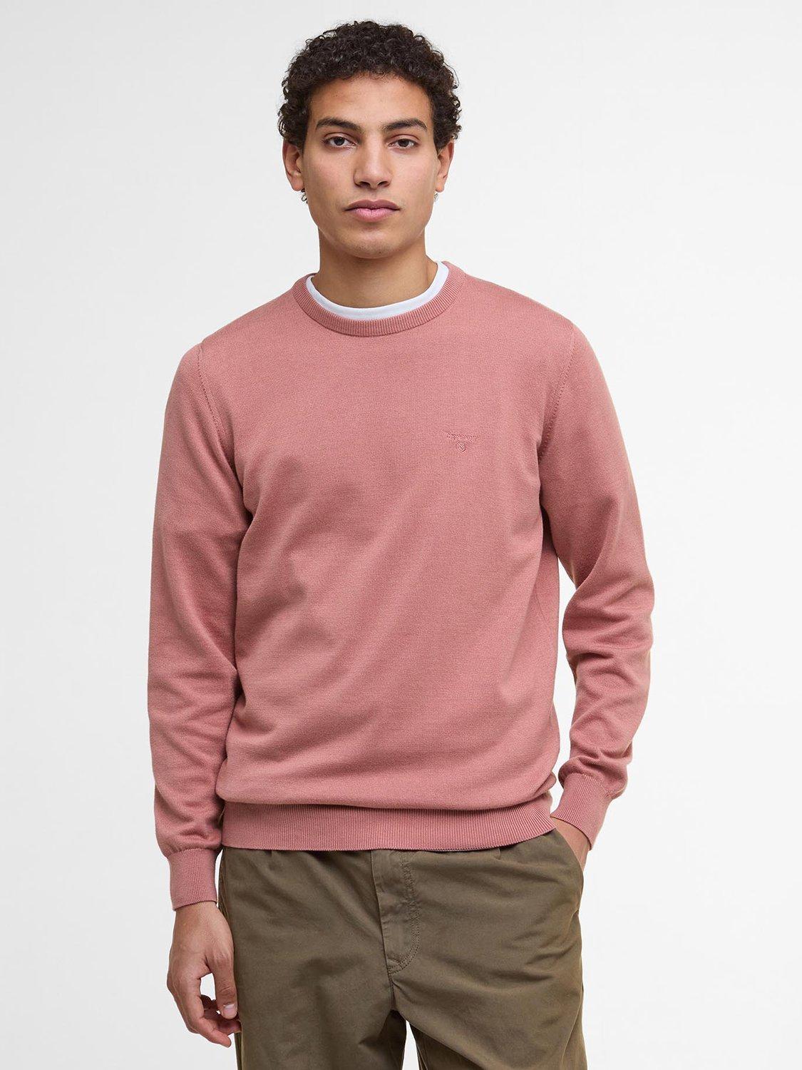 Product image 1 of 6, which shows Barbour Pima Cotton Crew Neck Sweater, Earth Pink, S