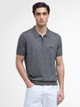Barbour International Maverick Zip-Neck Knitted Polo Shirt, Black