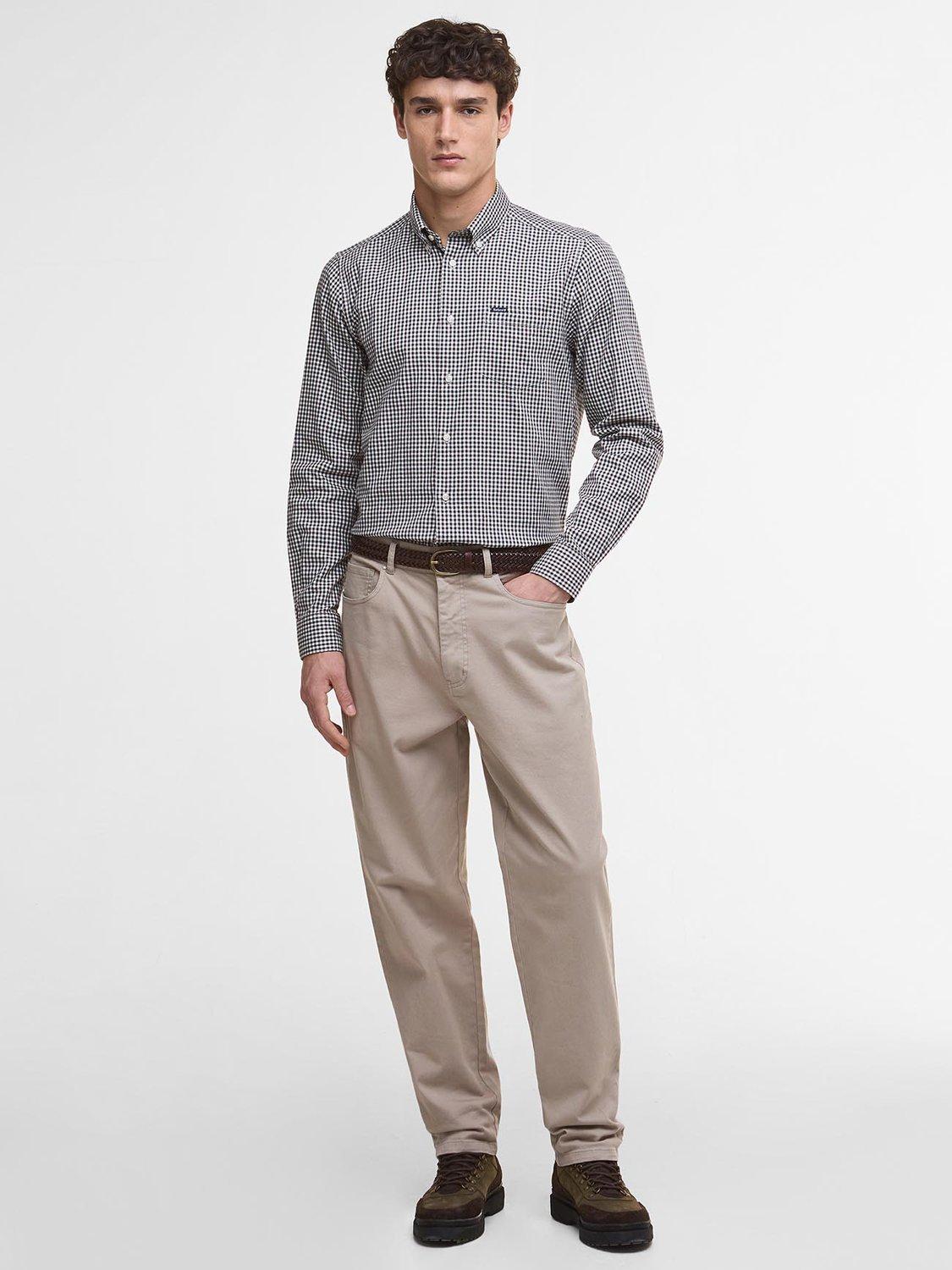 Product image 3 of 5, which shows Barbour Padshaw Cotton Tailored Fit Gingham Shirt, Dark Oak, S