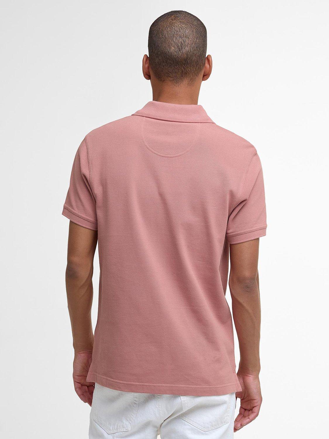 Product image 2 of 6, which shows Barbour Cotton Tartan Pique Polo Shirt, Earth Pink, S