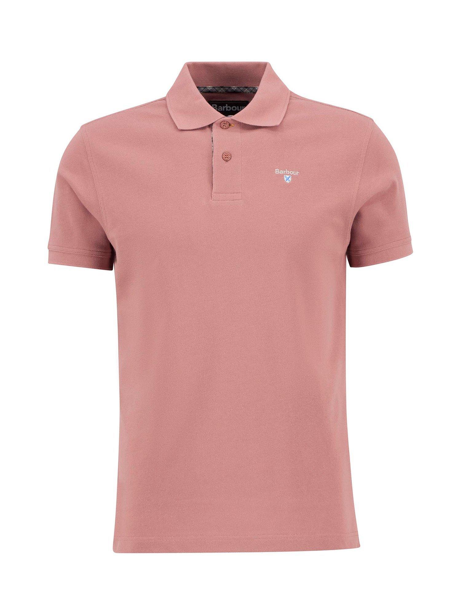 Product image 4 of 6, which shows Barbour Cotton Tartan Pique Polo Shirt, Earth Pink, S