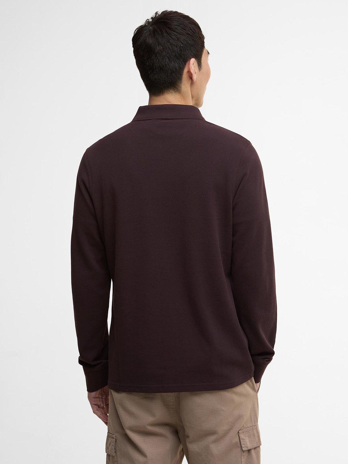 Product image 2 of 6, which shows Barbour International Cotton Regular Fit Long Sleeve Polo Shirt, Java Red, XXL