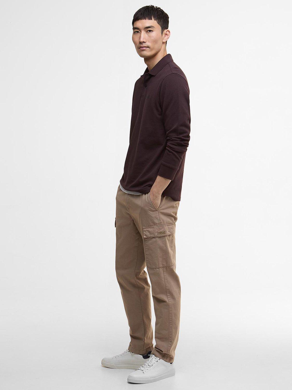 Product image 3 of 6, which shows Barbour International Cotton Regular Fit Long Sleeve Polo Shirt, Java Red, XXL