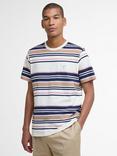 Barbour Aickmen Cotton Regular Fit Short Sleeve Stripe T-Shirt, Whisper White